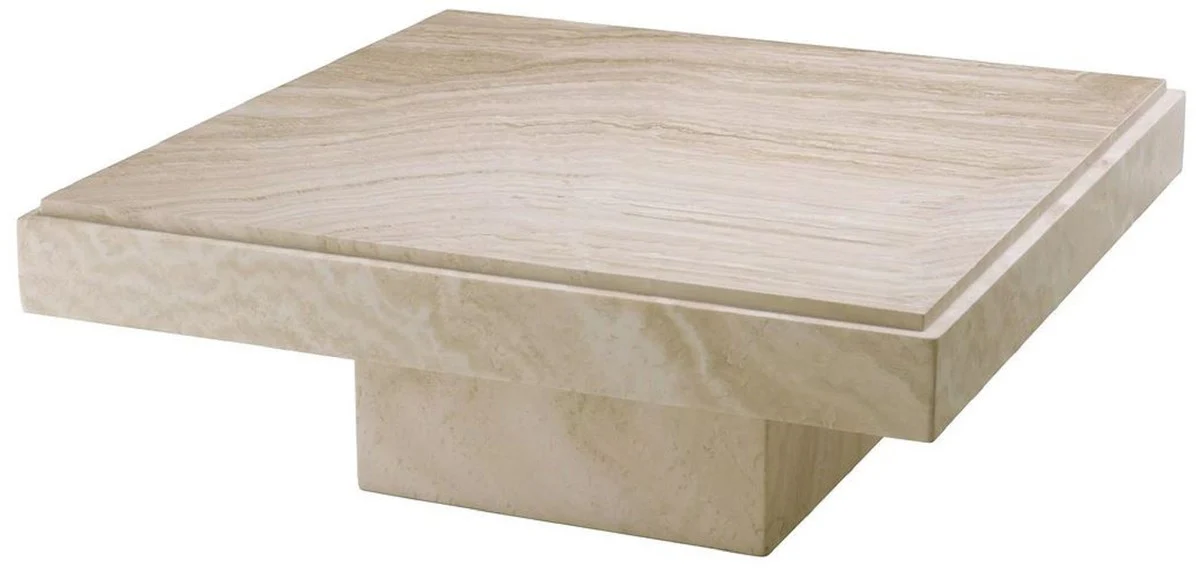 Casa Padrino mesa de centro de lujo beige 83 x 83 x A. 32 cm - Mesa de sal¨®n cuadrada de piedra natural travertino - Muebles de sal¨®n de lujo
