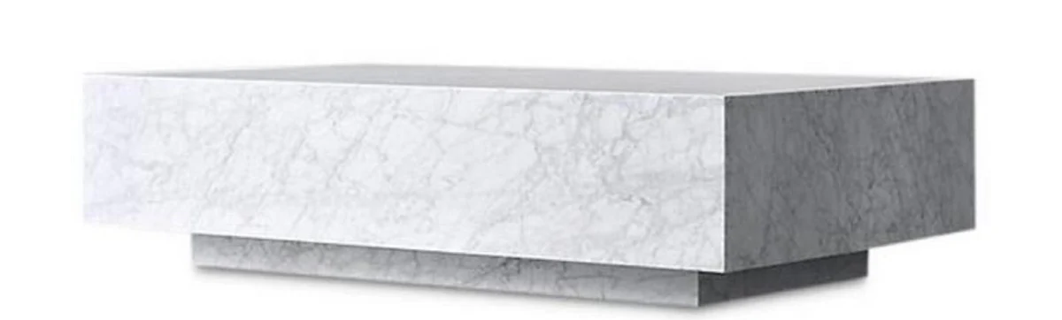 Casa Padrino Mesa de Centro de Lujo Blanco 100 x 100 x H. 35 cm - Mesa de Centro Cuadrada de M¨¢rmol de Carrara - Mesa de M¨¢rmol - Calidad de Lujo