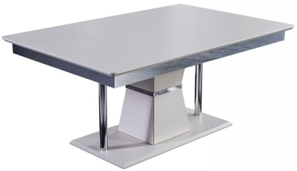 Casa Padrino mesa de centro Art Deco de lujo blanco / gris / plata 102 x 70 x A. 47 cm - Mesa de sal¨®n rectangular - Muebles de sala de lujo