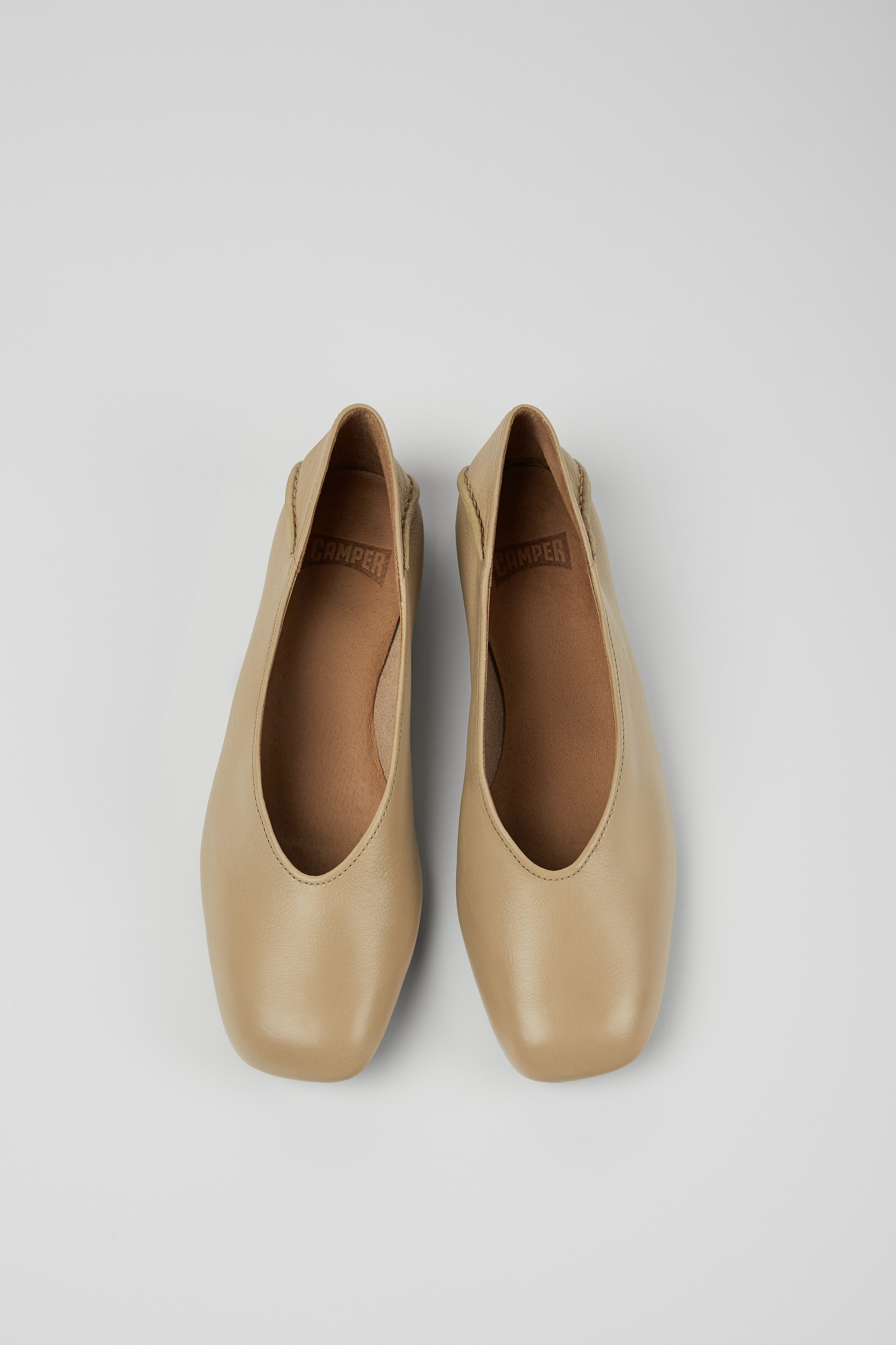 Casi Myra - Beige leather ballerinas for women