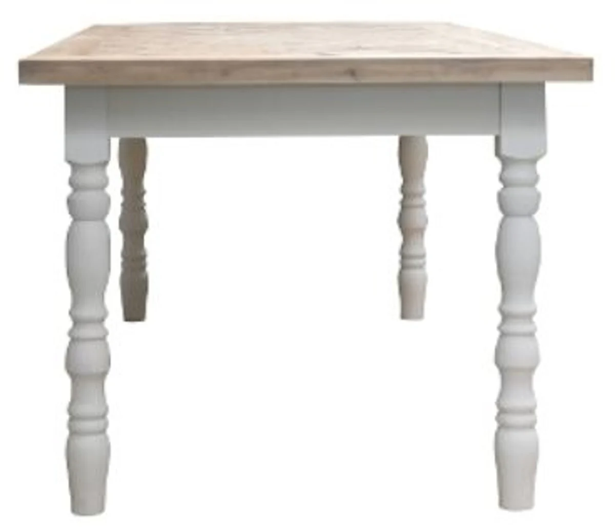 Casa Padrino country style dining table white / natural 200 x 90 x H. 75 cm - Country Style Dining Room Furniture