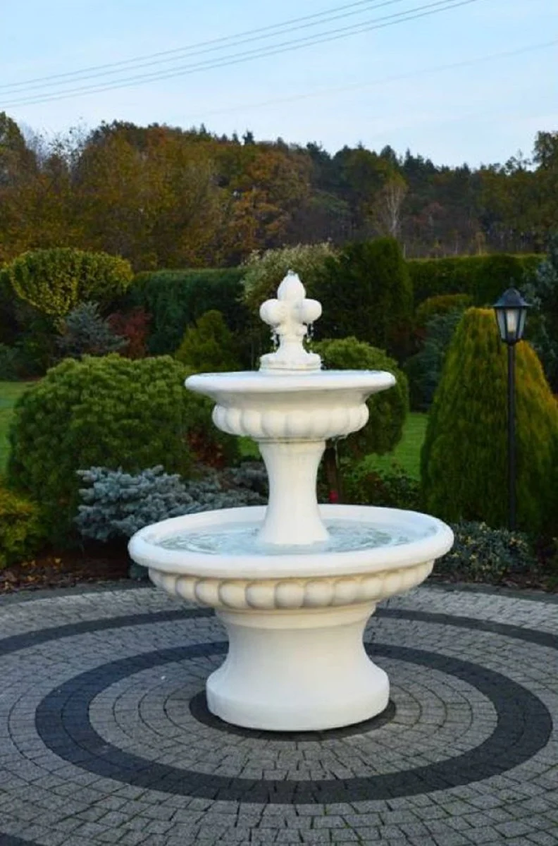 Casa Padrino fuente barroco blanco ? 120 x A. 157 cm - Magn¨ªfica fuente de jard¨ªn de estilo barroco - Fuente redonda de piedra para decoraci¨®n de jard¨ªn - Accesorios de decoraci¨®n de jard¨ªn barroco