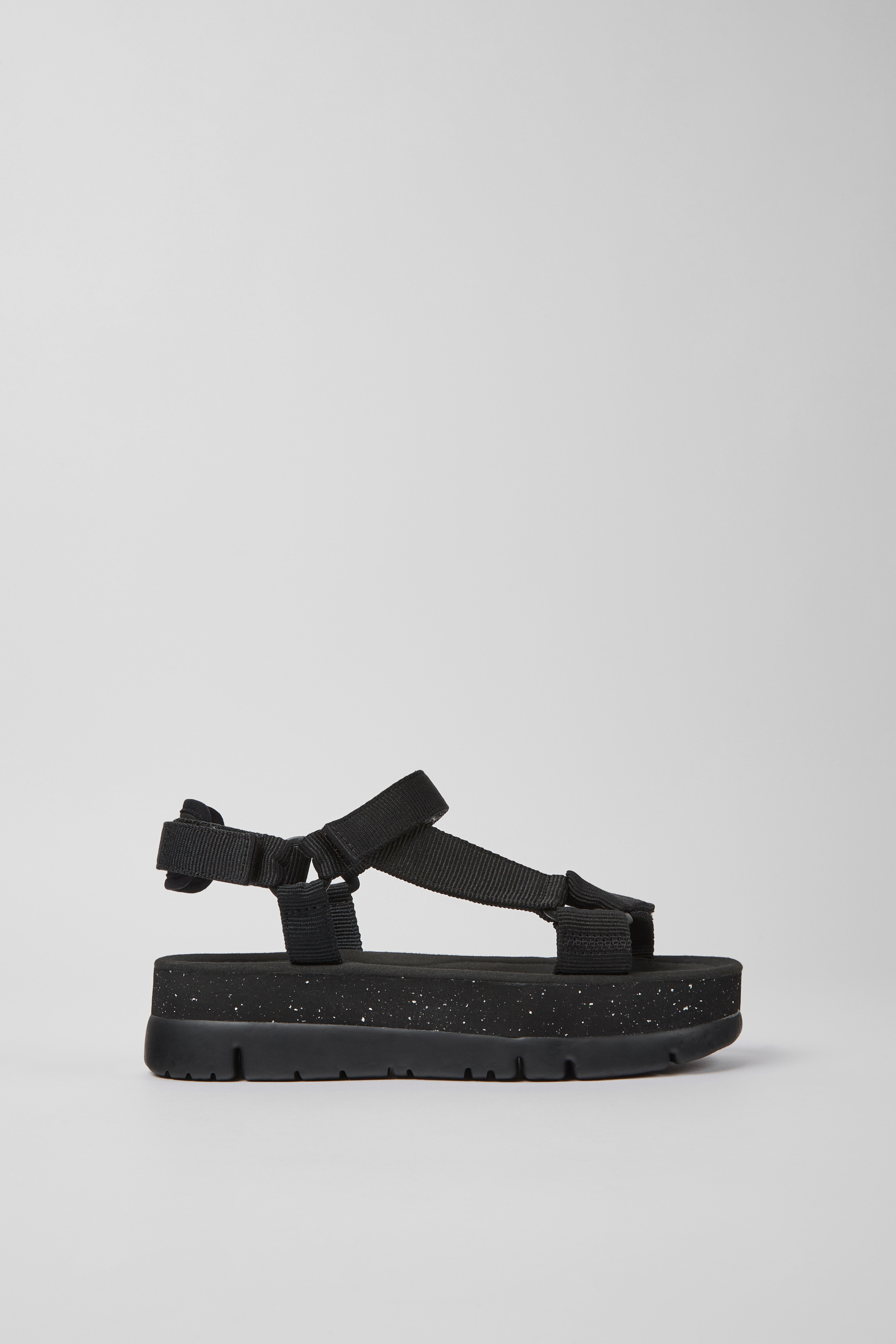Oruga Up - Black recycled PET sandals for women