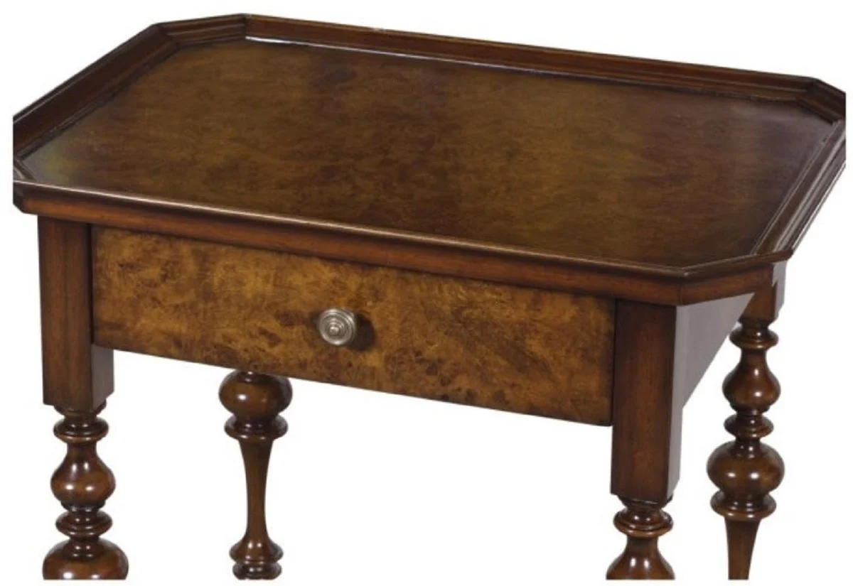 Casa Padrino mesa auxiliar barroco de lujo con cajón marrón / marrón oscuro 58 x 42 x H. 69 cm - Muebles Barrocos