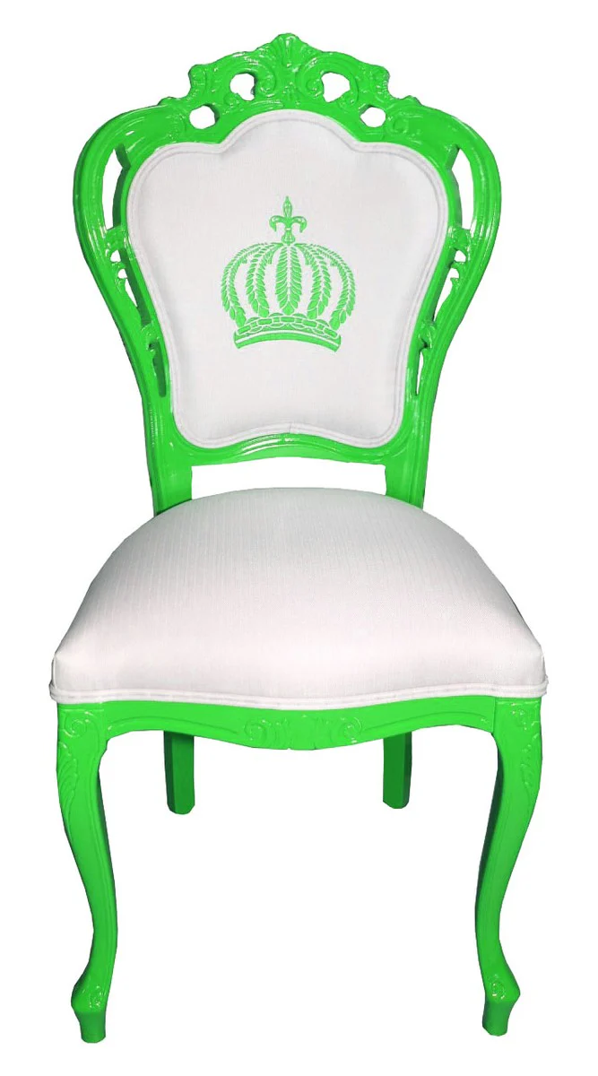 Pomp??s by Casa Padrino Luxury Baroque Dining Chair Verde / Blanco Mod1 - Pomp??ser Baroque Chair dise?ada por Harald Gl??ckler