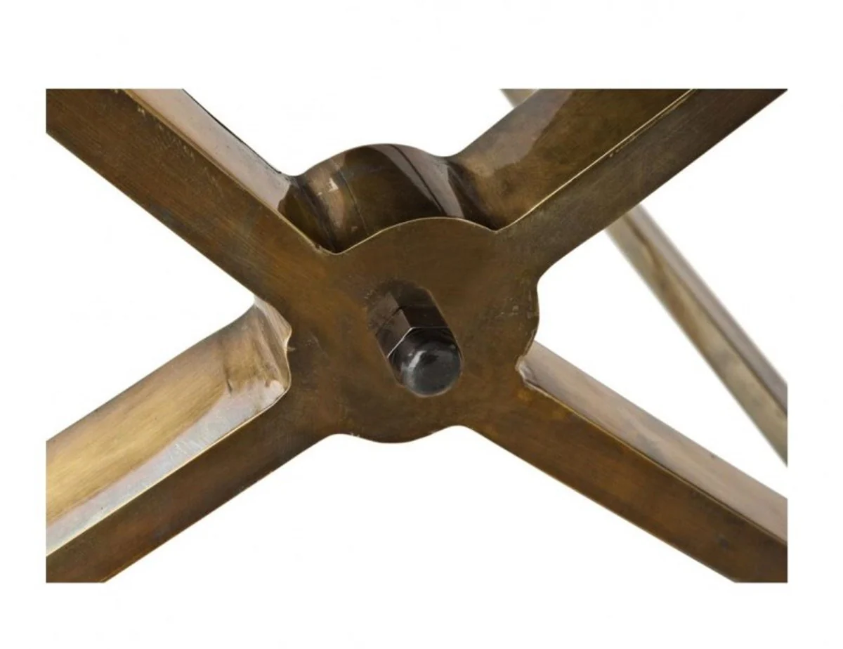 Lat¨®n Casa Padrino heces de lujo de la vendimia con cuero negro de 61 x 46 x H. 48 cm - Edici¨®n limitada