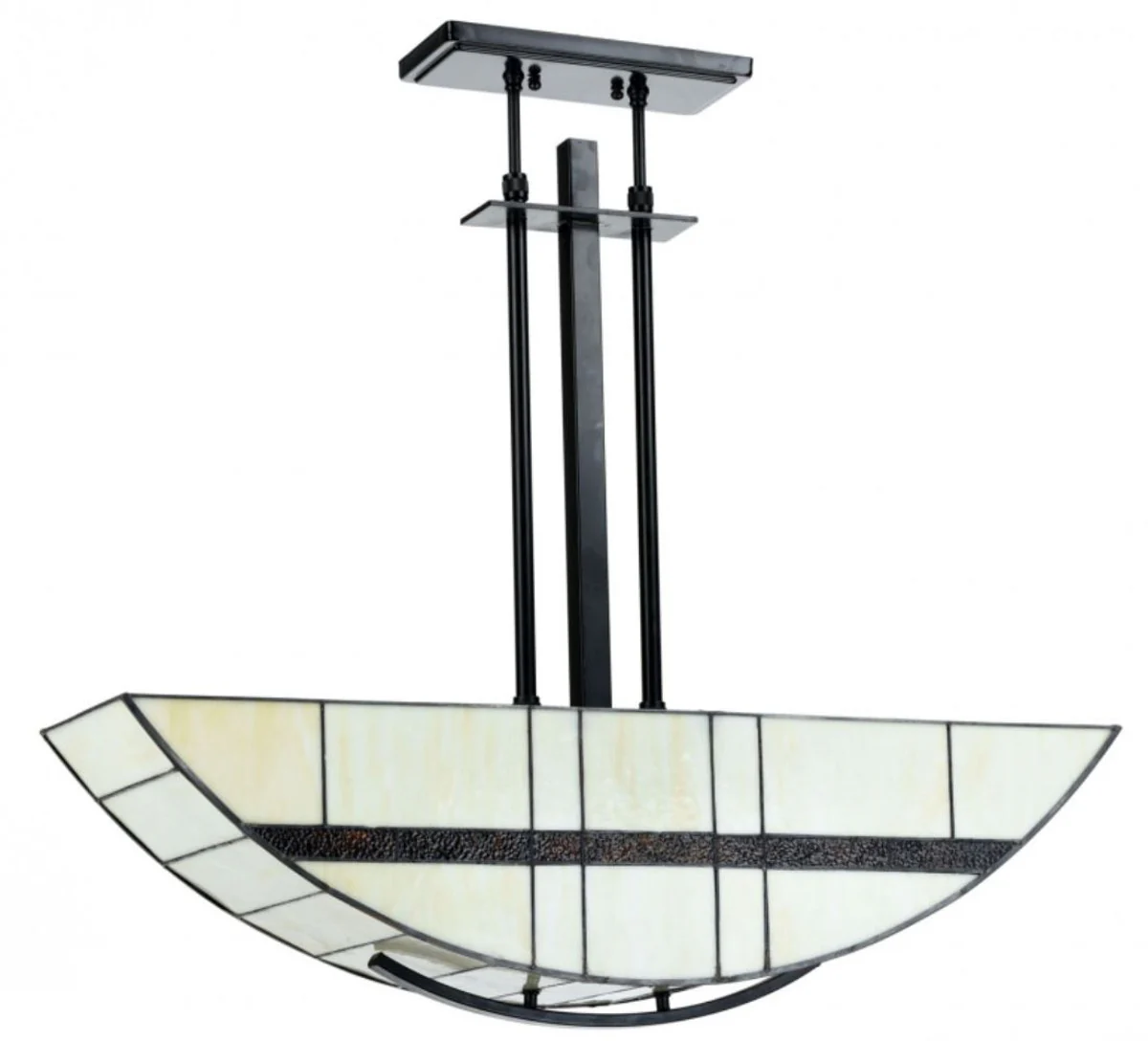 Casa Padrino luxury Tiffany Lámpara Colgante Beige / Negro 80 x 20 x H. 69-95 cm - Hotel & Restaurant Lámpara de Suspensión