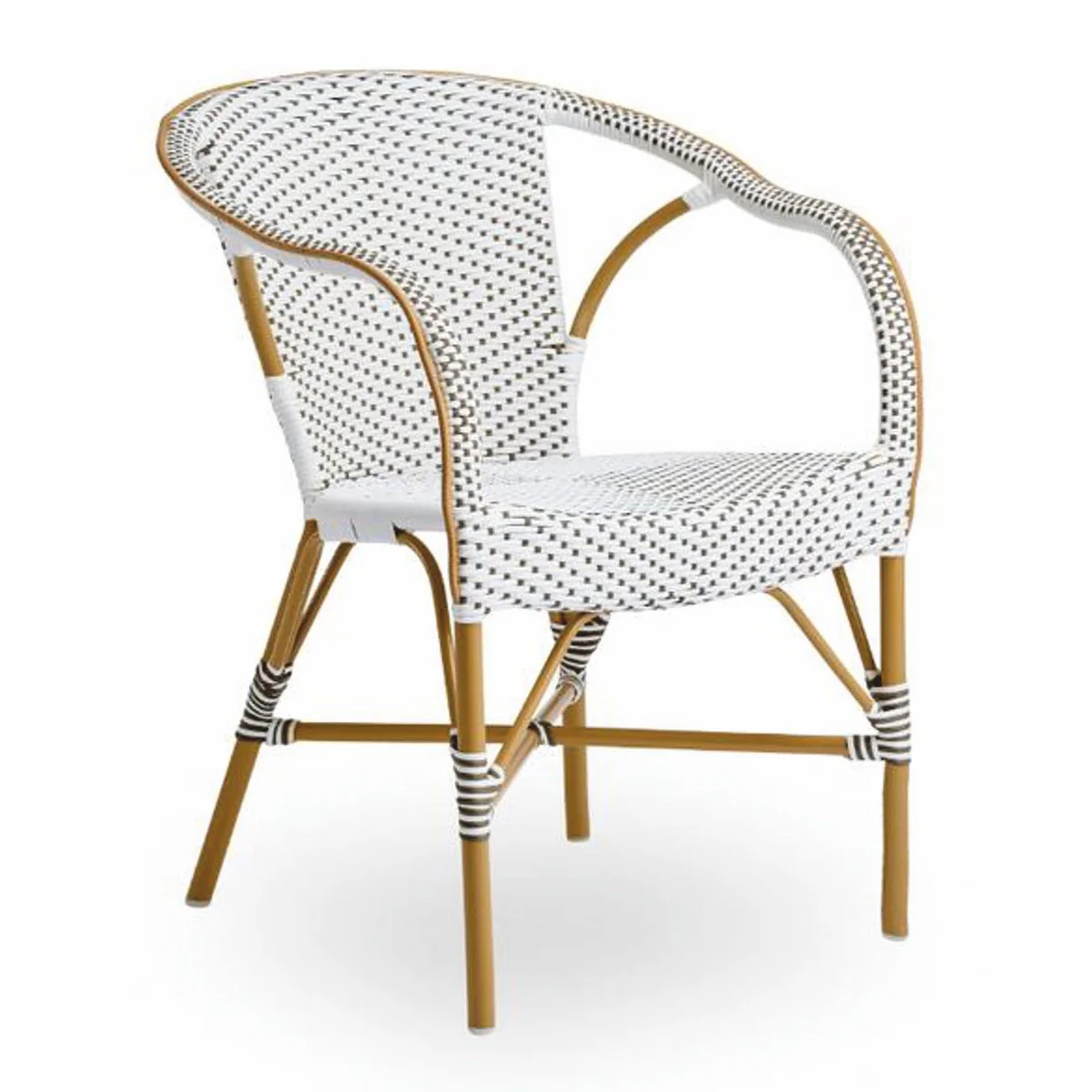 Casa Padrino conjunto de 4 sillas de jard¨ªn de lujo blanco / marr¨®n / beige - Muebles de exterior