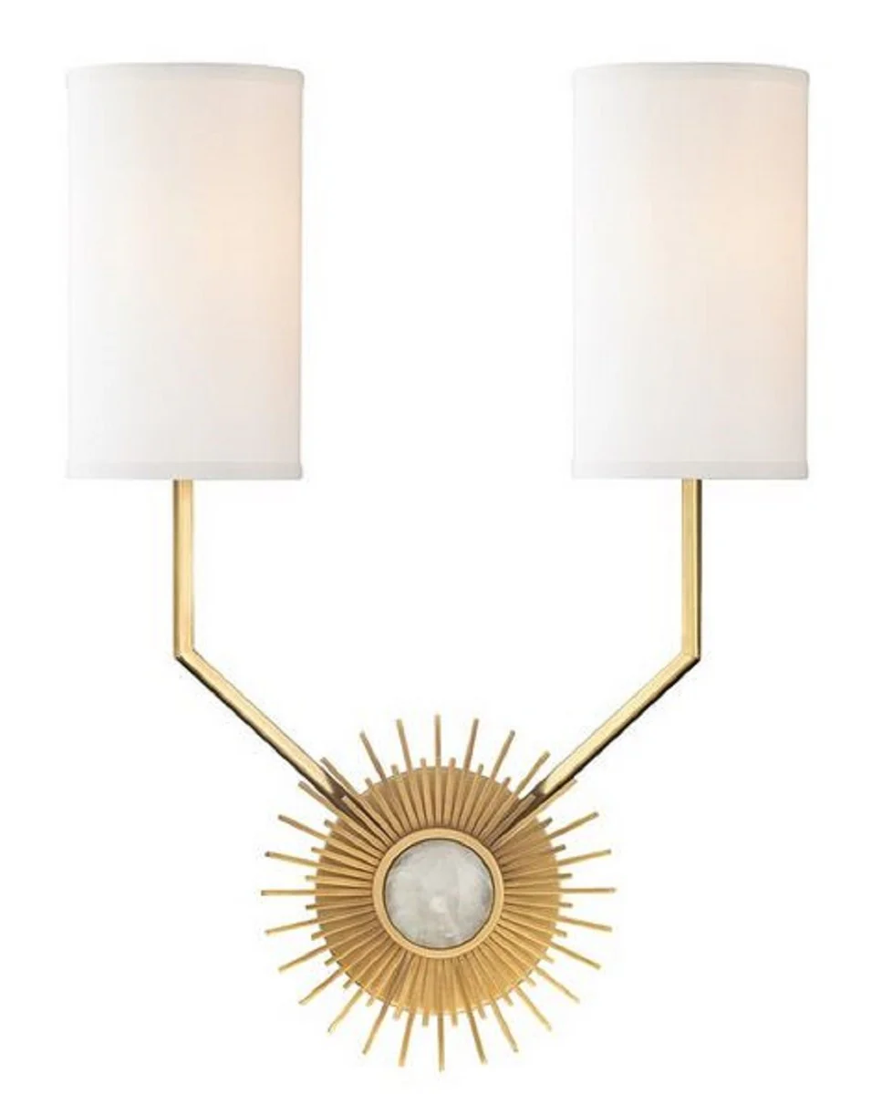 Casa Padrino lámpara de pared de diseño latón antiguo / blanco 33,6 x 14,6 x H. 46,3 cm - Calidad de Lujo