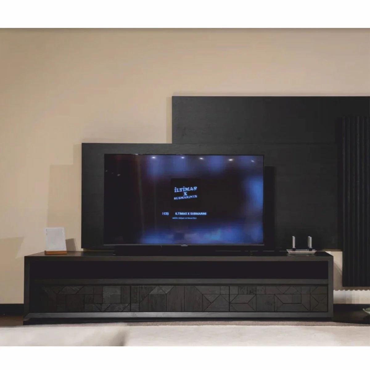 Casa Padrino gabinete de TV de lujo con 3 cajones negro 226 cm - Muebles de sal¨®n y hotel