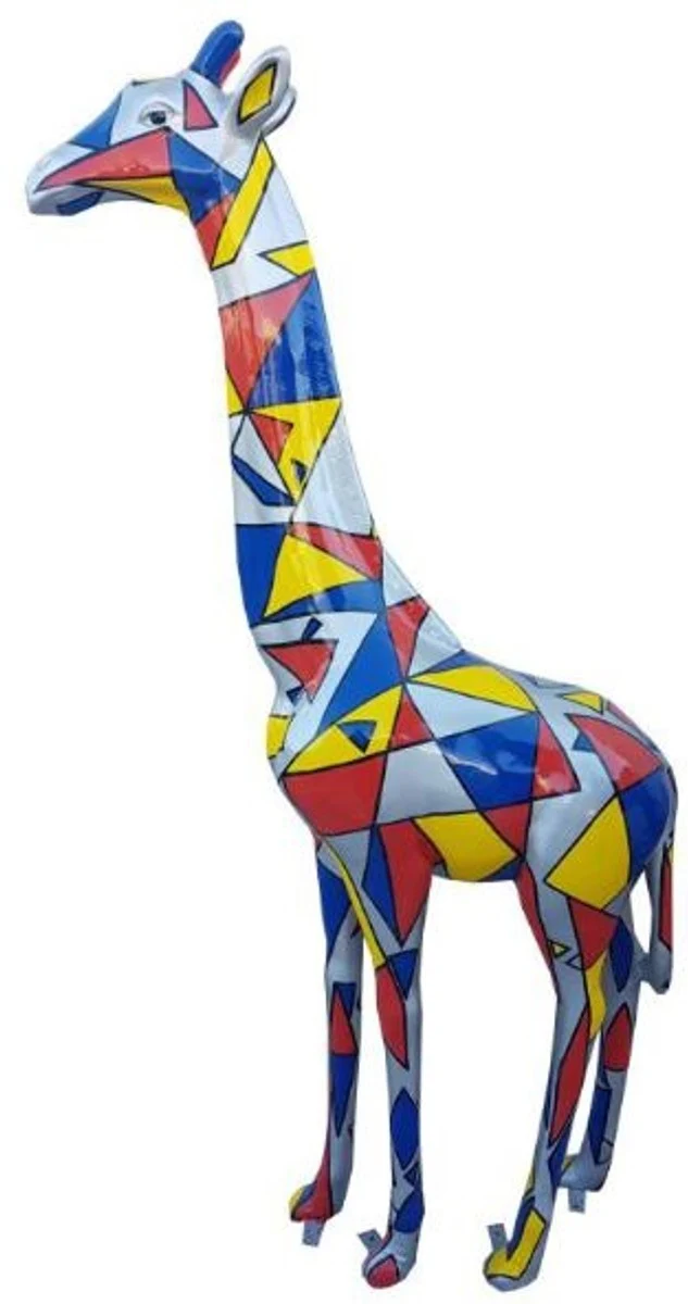 Casa Padrino figura de decoración de diseño jirafa gris / multicolor A. 205 cm - Figura decoracion enorme - Figura animal - Escultura decoracion jardin - Figura Jardin