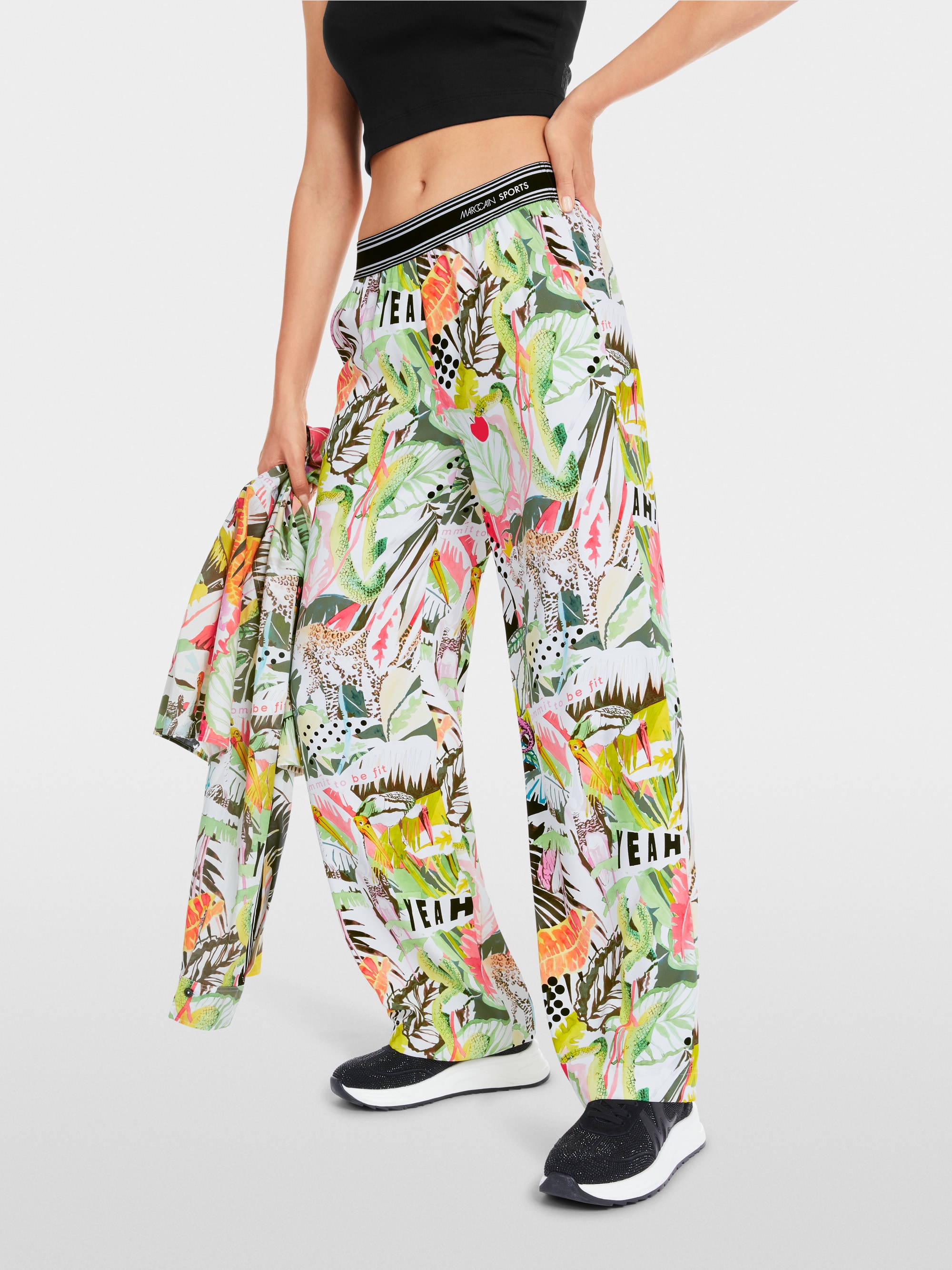 Marc-Cain WASHINGTON wide trousers with print