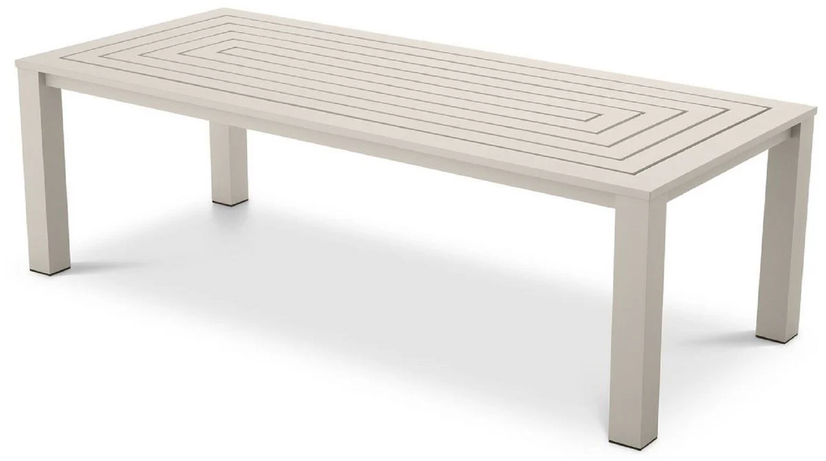 Casa Padrino mesa de comedor de lujo arena 240 x 105 x A. 74,5 cm - Mesa de aluminio resistente a la intemperie - Mesa de Jardín - Mesa de Terraza - Muebles de Jardín - Muebles de Terraza