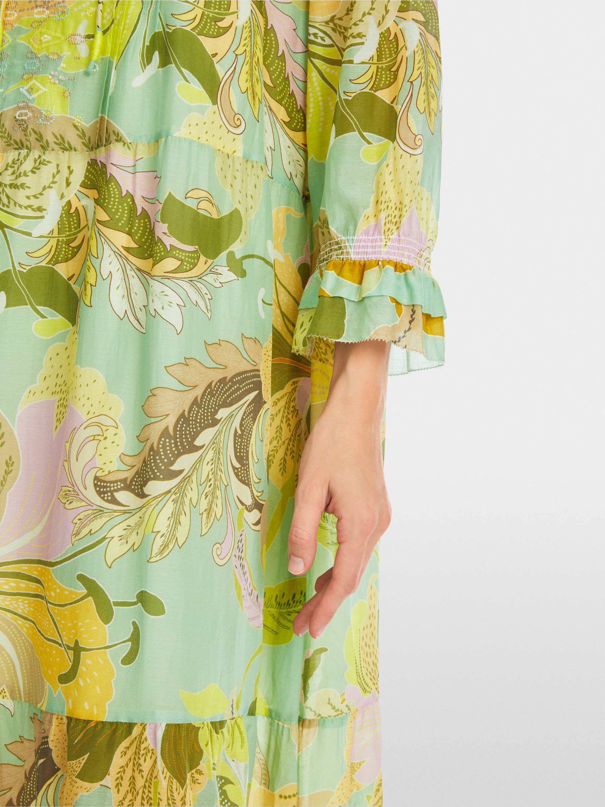 Marc-Cain Wide midi dress with leaf motif