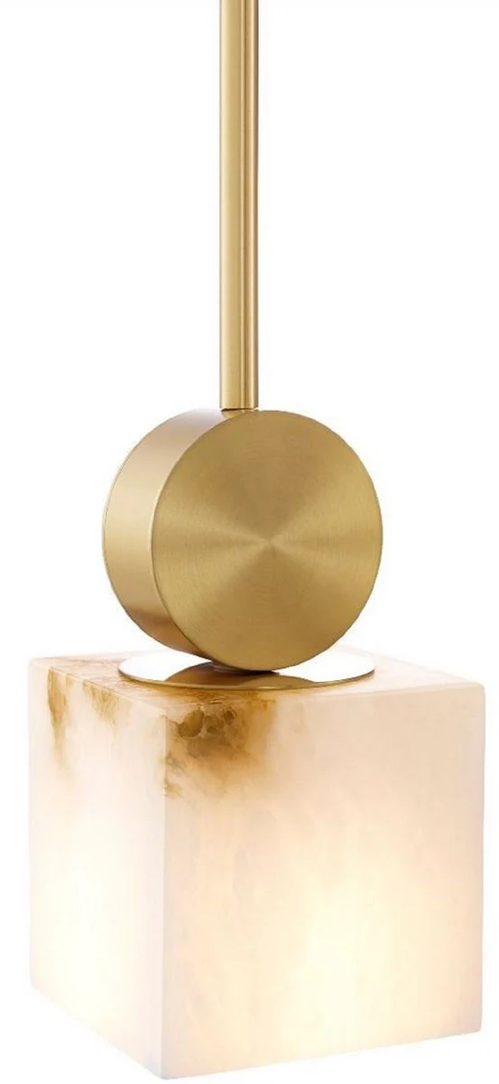 Casa Padrino lámpara colgante de lujo alabastro / latón 12 x 12 x A. 24 cm - Colección de Lujo