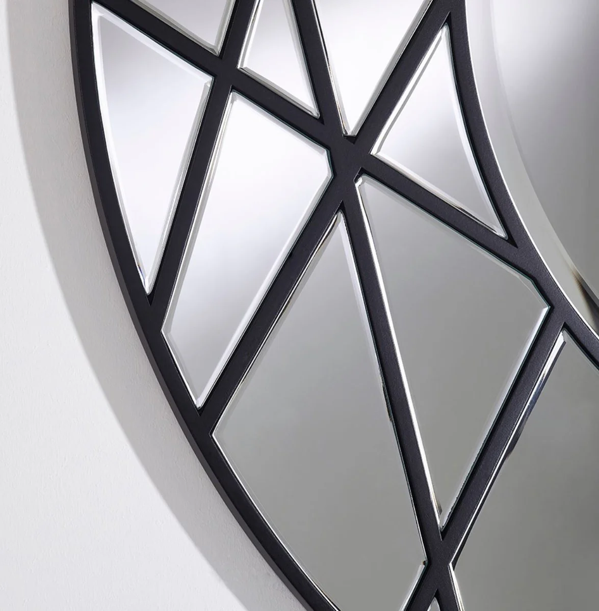 Casa Padrino espejo de dise?o negro ? 102 cm - Espejo de Pared de Lujo