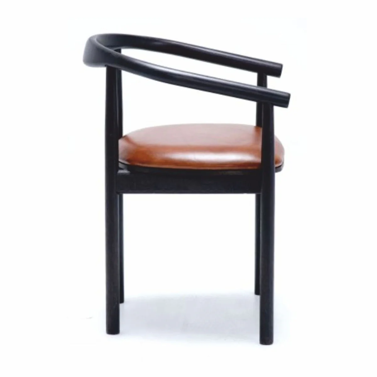 Casa Padrino silla de comedor de cuero de lujo con reposabrazos marr¨®n / negro - Muebles de comedor