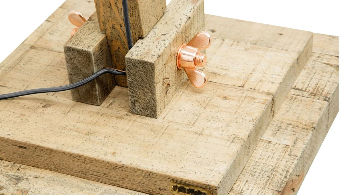 Casa Padrino lámpara de pie de madera de pino colores naturales 190 x 52 x H. 220 cm - Lámpara de Pie de Lujo con Cable Negro