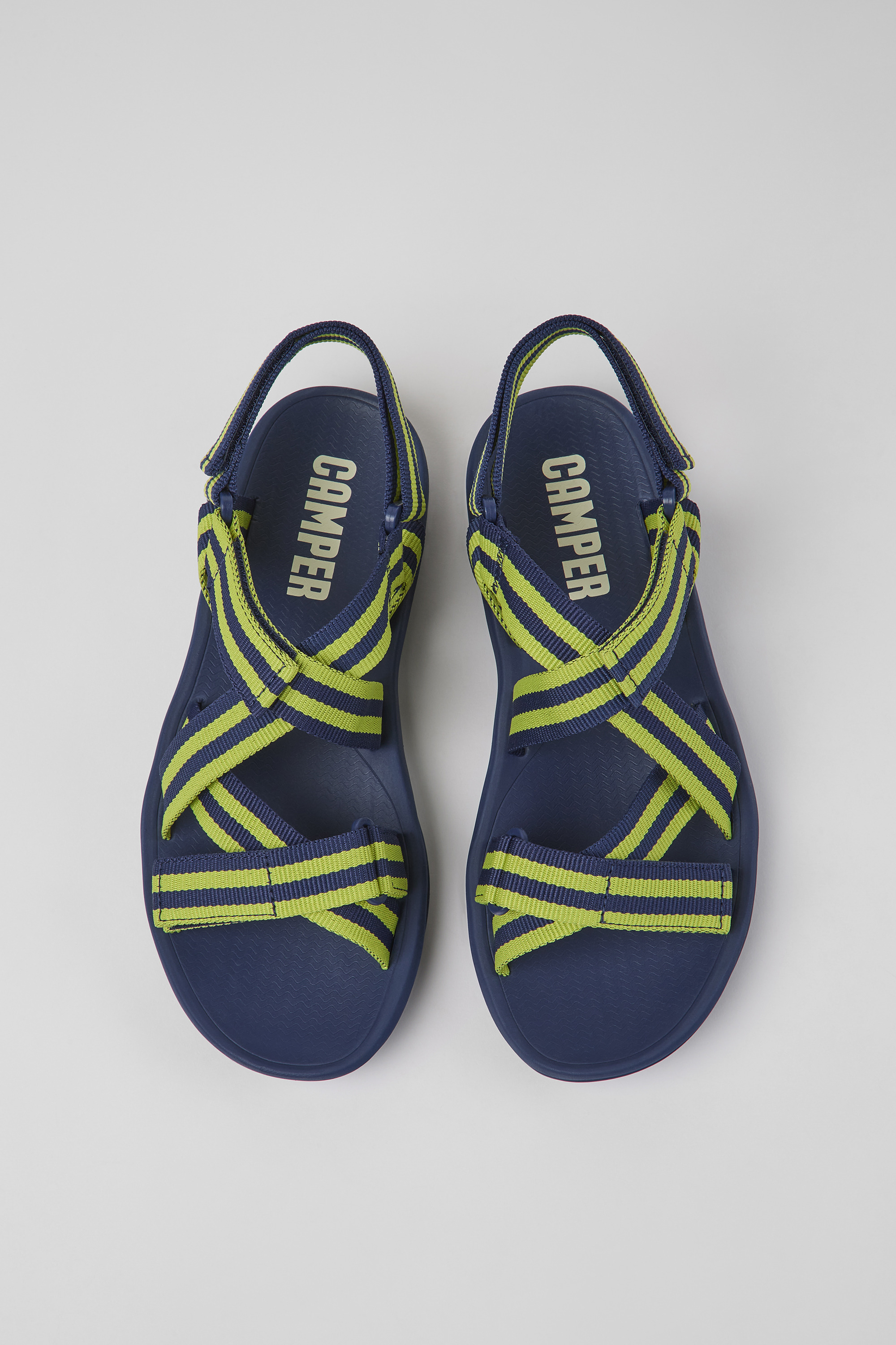 Match - Blue and yellow textile sandals for men