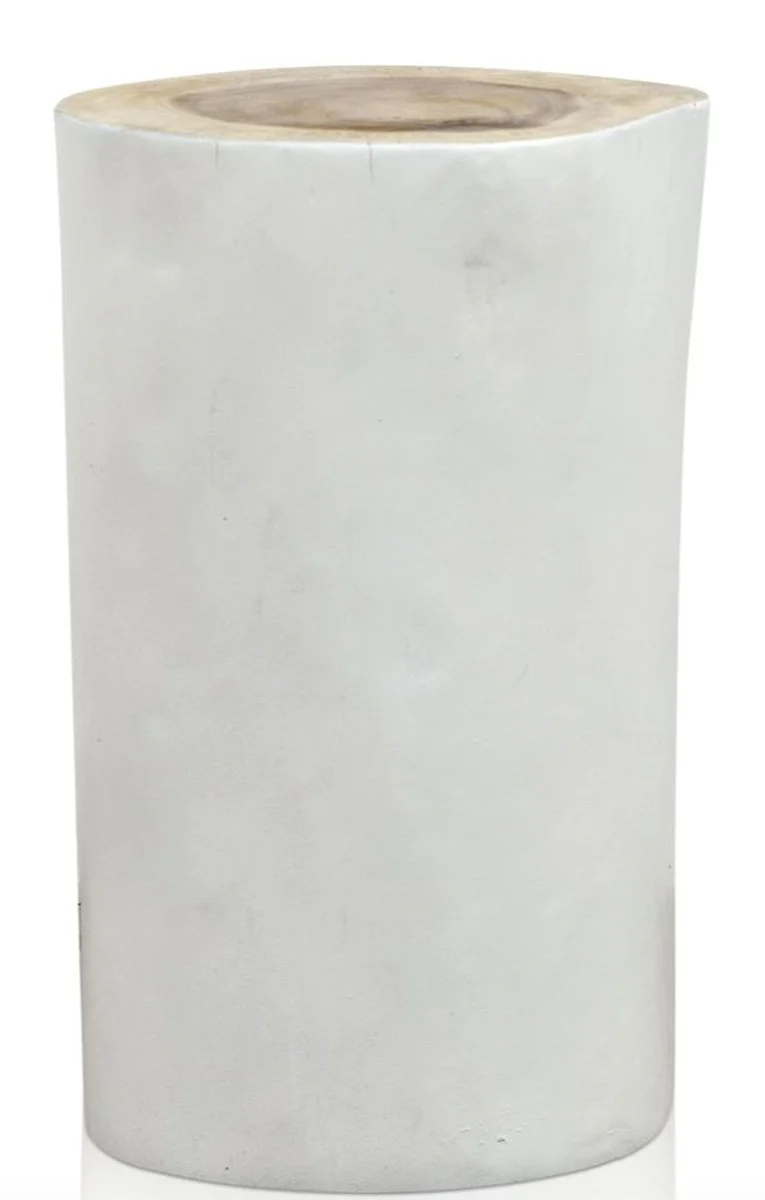 Casa Padrino taburete / mesa auxiliar de la sala blanco Ø 27 x H. 45 cm - Muebles de Lujo