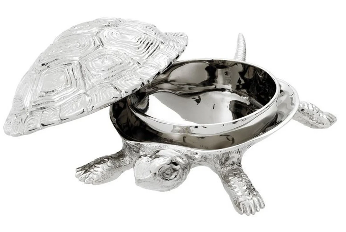 Casa Padrino luxury box with lid turtle nickel plated brass 26,5 x 15 x H. 8 cm - luxury decoration