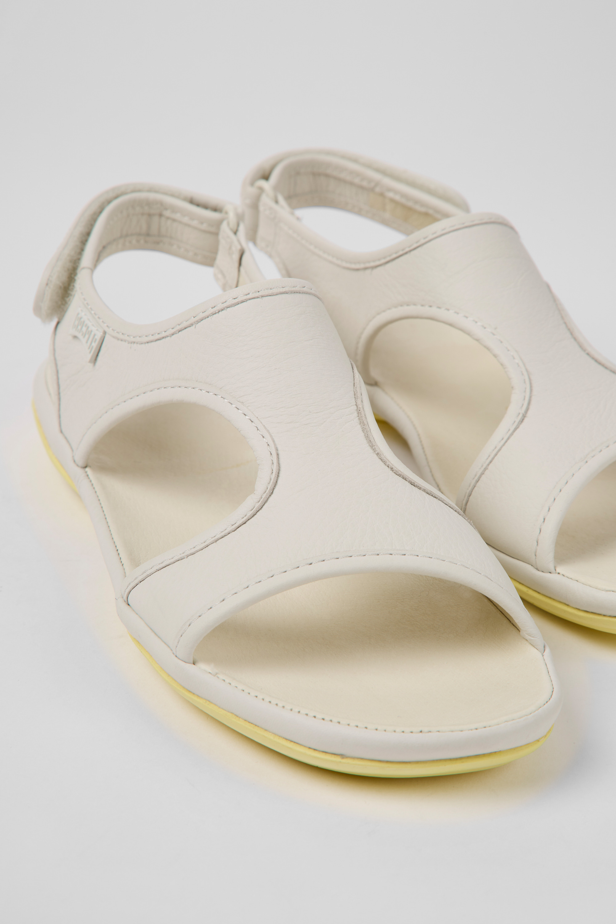 Right - White leather sandals for women