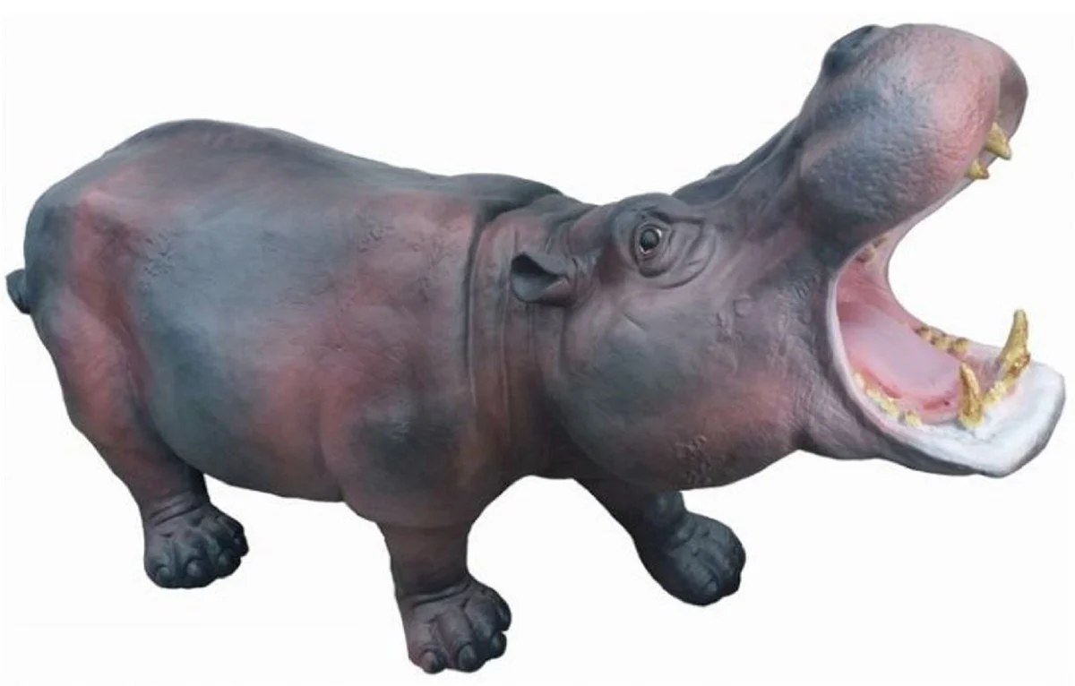 Casa Padrino escultura decorativa XXL hipop¨®tamo gris / rosa 110 cm - Figura decorativa da jard¨ªn