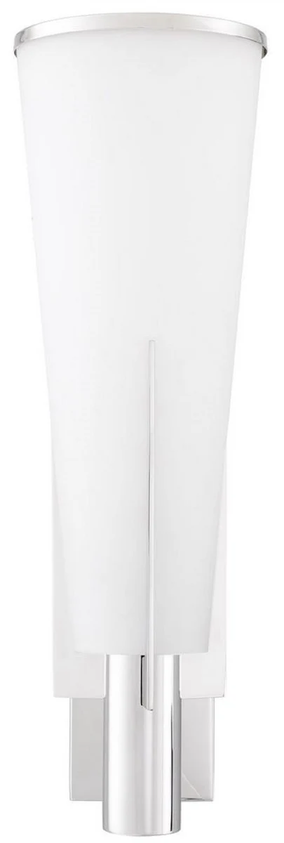 Casa Padrino lámpara de pared de lujo plata / blanco 13 x 19 x A. 40,5 cm - Elegante aplique de metal con pantalla de vidrio - Lámparas de Lujo