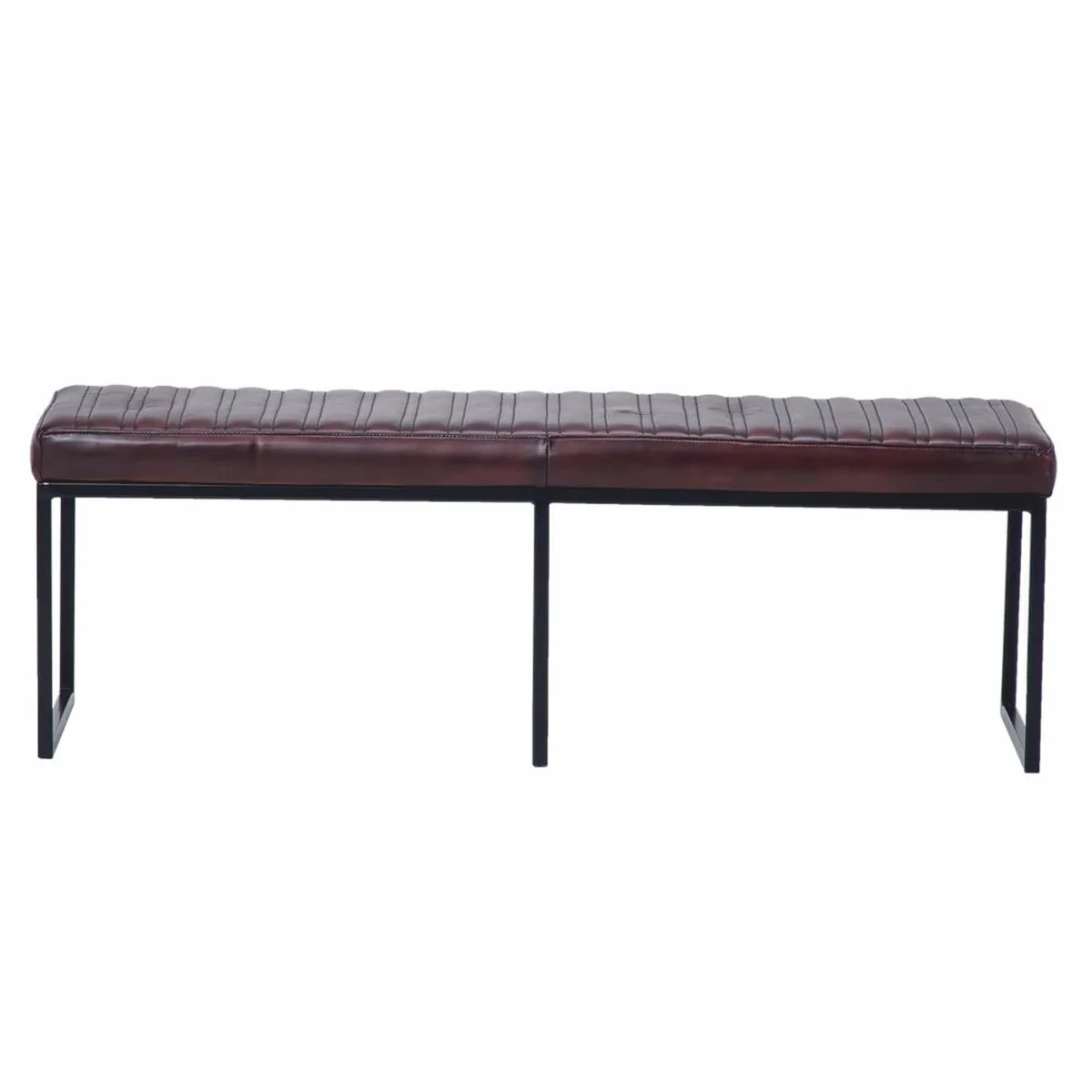 Casa Padrino banco de lujo de cuero genuino marr¨®n oscuro / negro 180 cm - Muebles de cuero genuino