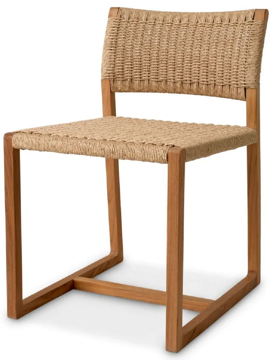 Casa Padrino Silla de Comedor de Teca de Lujo Natural 48 x 58 x A. 78,5 cm - Silla de Jard¨ªn - Muebles de Jard¨ªn - Muebles de Comedor - Muebles de Teca de Lujo