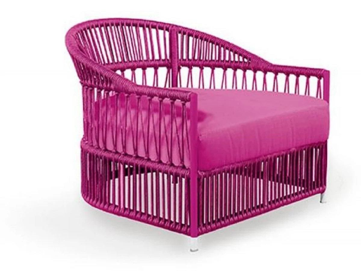 Casa Padrino sillón de jardín de lujo púrpura 86 x 98 x A. 76 cm - Sillón resistente a la intemperie tejido a mano - Muebles sillón de piscina de hotel de terraza de jardín