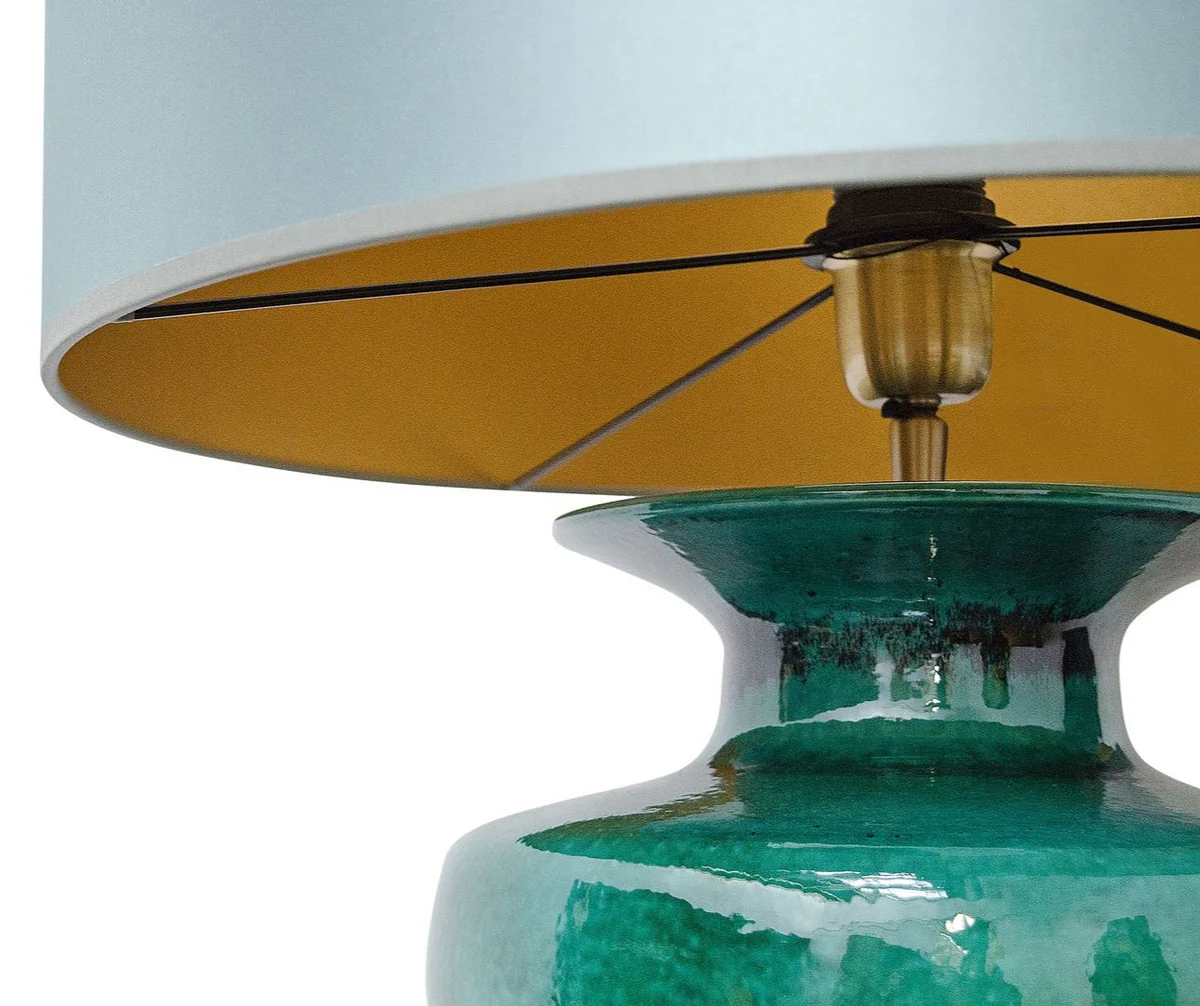 Casa Padrino l¨¢mpara de mesa de cer¨¢mica de lujo verde / turquesa 45 x H. 117 cm - Calidad de Lujo