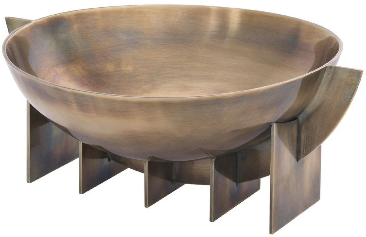 Casa Padrino tazón decorativo de lujo de acero inoxidable latón vintage 30 x 25 x A. 11,5 cm - Frutero noble - Accesorios decorativos para hoteles y restaurantes