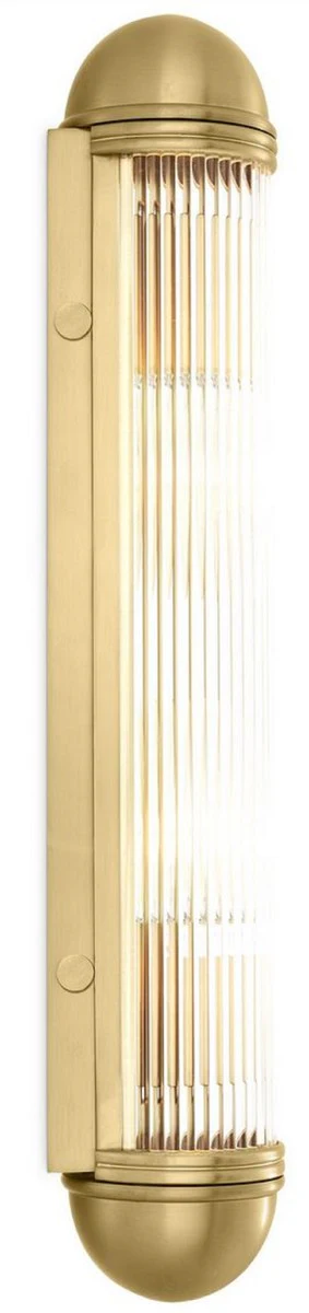 Casa Padrino lámpara de pared de lujo latón antiguo 7 x 7.5 x A. 40 cm - Elegante aplique de metal con pantalla de vidrio - Lámparas de Lujo