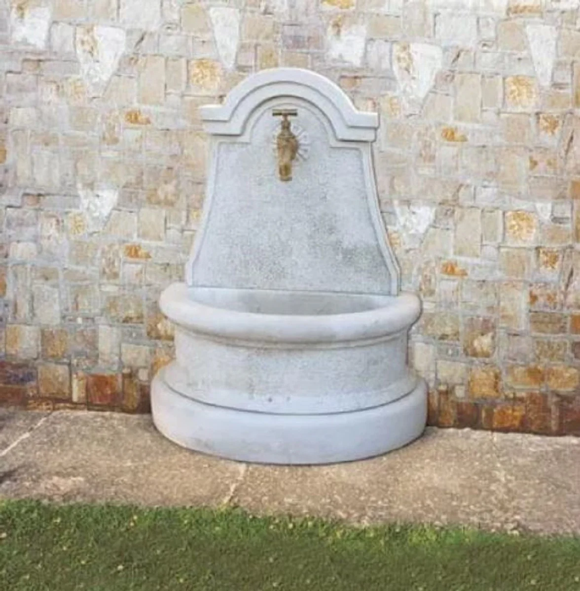 Casa Padrino fuente de pared Art Nouveau gris / lat¨®n antiguo A. 80 cm - Hecho en Italia