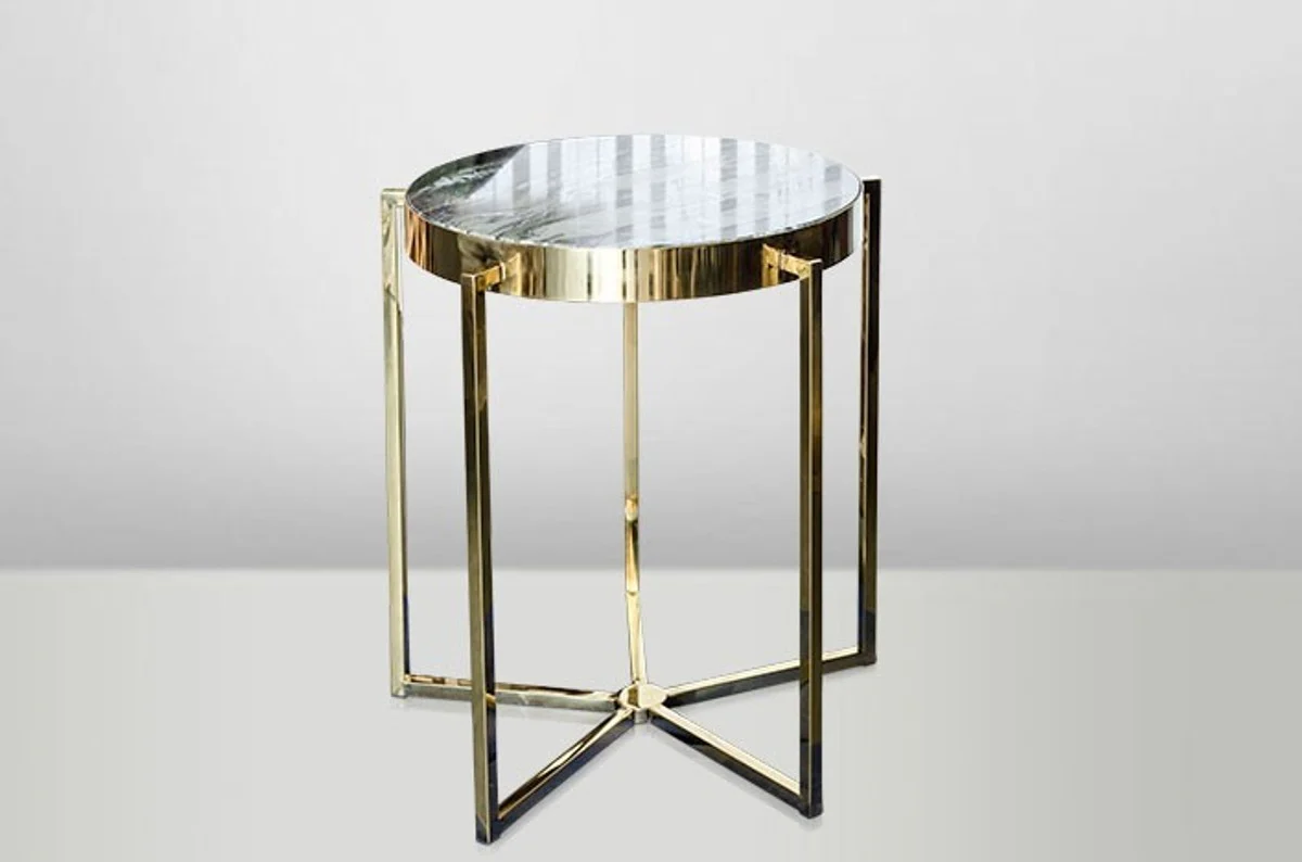 Casa Padrino Art Deco Side Table Gold metal / marble 65 x 65 cm Art Nouveau table - Furniture flower stand