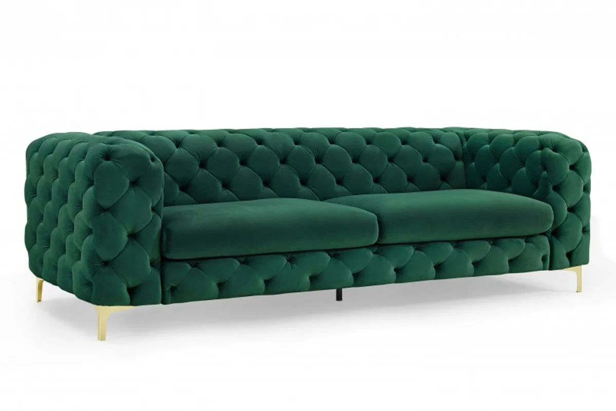 Sof¨¢ Chesterfield Casa Padrino en verde / dorado 240 x 97 x H 73 cm - Sof¨¢ Chesterfield de dise?o