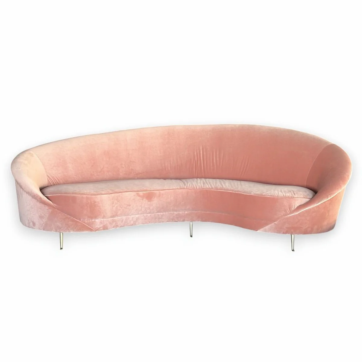 Casa Padrino Sof¨¢ de Terciopelo de Lujo Rosa / Lat¨®n 230 cm - Muebles de Sal¨®n de Lujo