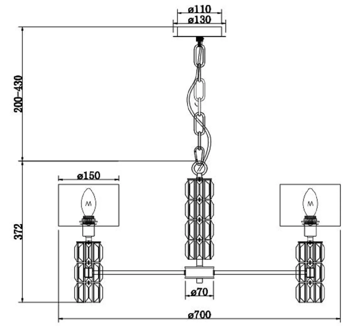 Casa Padrino araña de luces de diseño plata / blanco Ø 70 x A. 37,2 cm - Araña de luces moderno de metal con elegantes elementos de vidrio y pantallas redondas