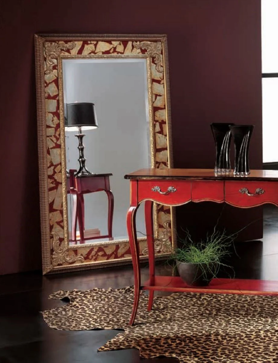 Casa Padrino Espejo Barroco de Lujo Oro / Rojo - Espejo de Pared Estilo Barroco Italiano Rectangular - Muebles Barrocos - Muebles Estilo Barroco de Lujo - Calidad de Lujo - Hecho en Italia