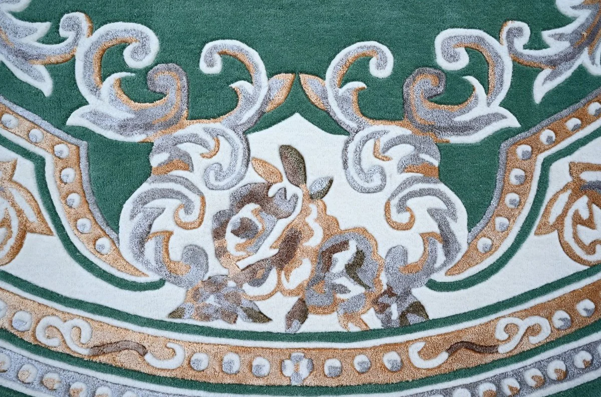 Casa Padrino Alfombra Redonda Barroco de Lujo Verde / Blanco / Marr¨®n ? 300 cm