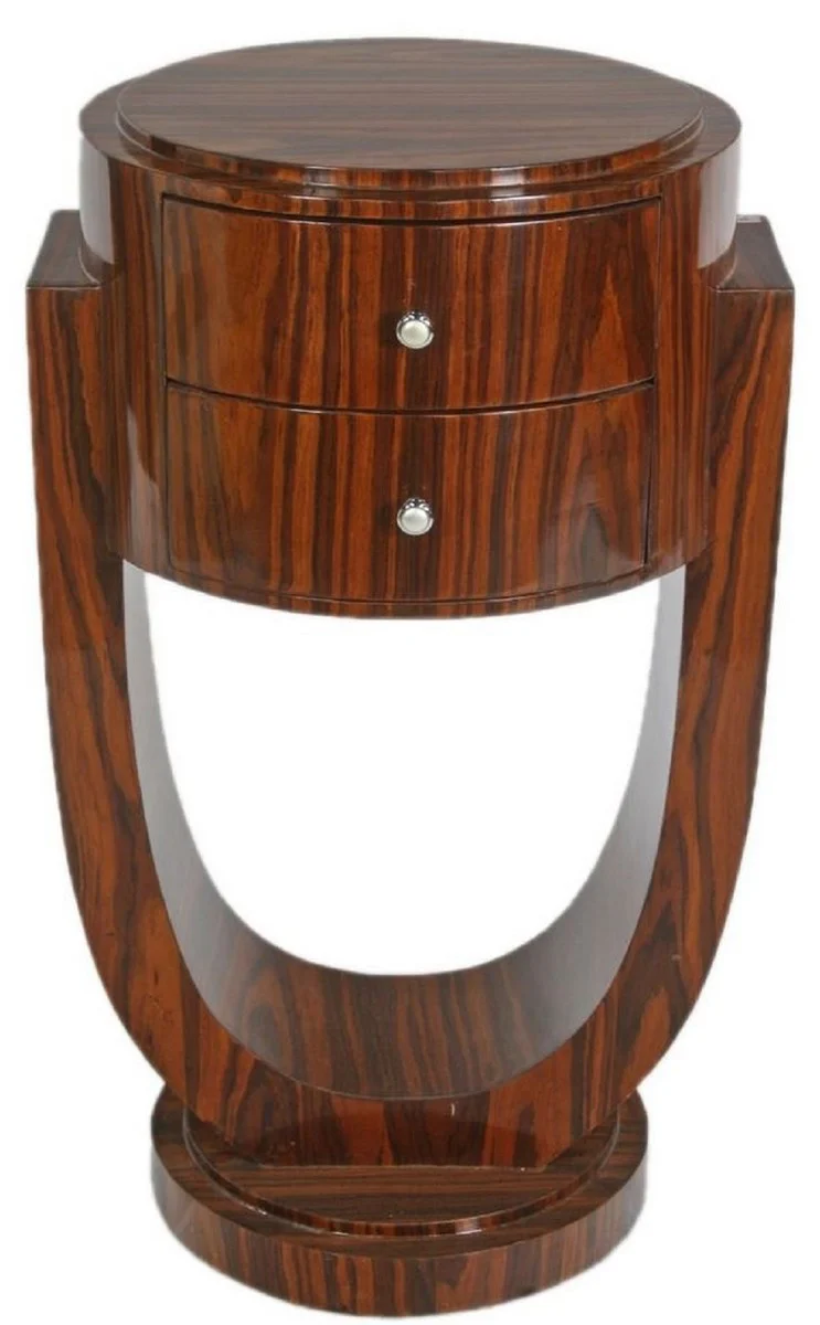 Casa Padrino Conjunto de Mesa Auxiliar Art D¨¦co Marr¨®n 45 x 40 x H. 75 cm - Mesas Auxiliares de Caoba con 2 Cajones - Calidad de Lujo