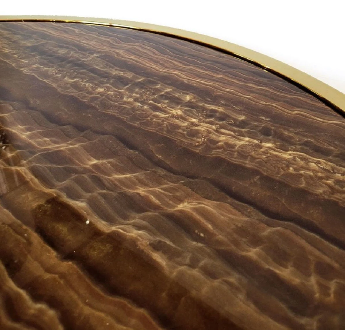 Casa Padrino mesa de centro de lujo oro / marr¨®n ? 95 x A. 32 cm - Mesa de sal¨®n redonda con tablero de m¨¢rmol artificial - Muebles de sal¨®n - Muebles de hotel - Muebles de lujo