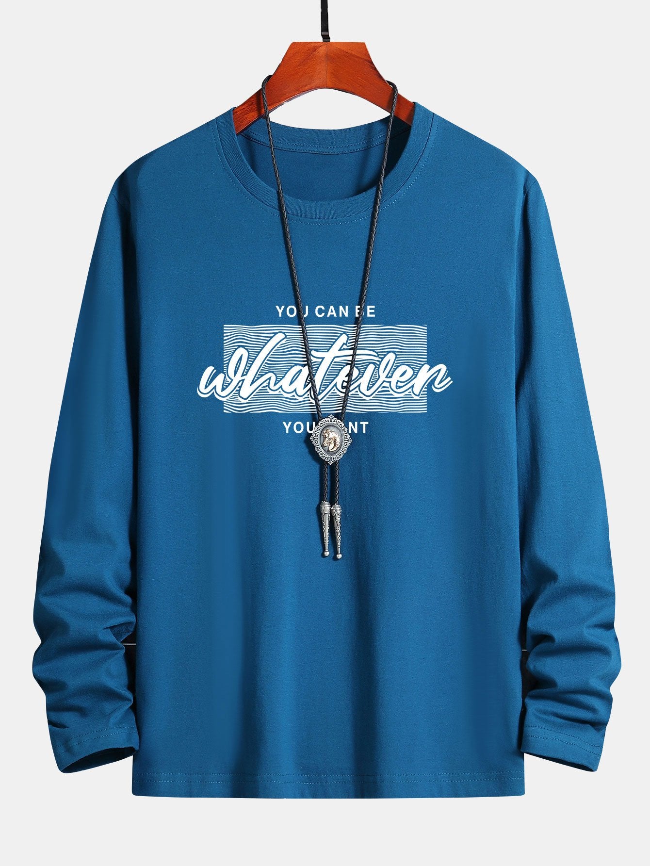 Long Sleeve Slogan Print Cotton T-Shirt