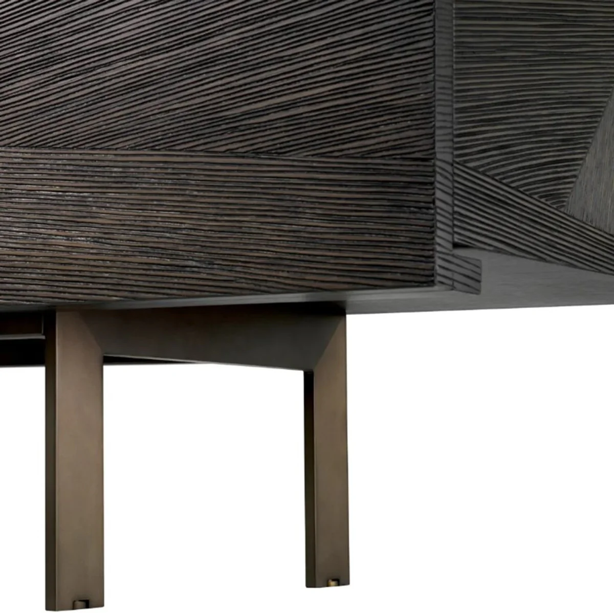 Casa Padrino mueble de televisi¨®n de lujo con chapa de roble, moca L. 200 cm, P. 43,5 cm, H. 52 cm