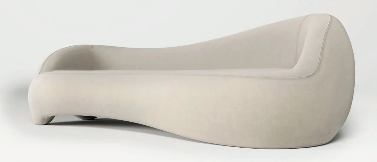 Casa Padrino sof¨¢ de terciopelo de lujo crema 280 x 105 x A. 68 cm - Sof¨¢ de sal¨®n - Sof¨¢ de hotel - Muebles de sal¨®n - Muebles de hotel - Muebles de lujo