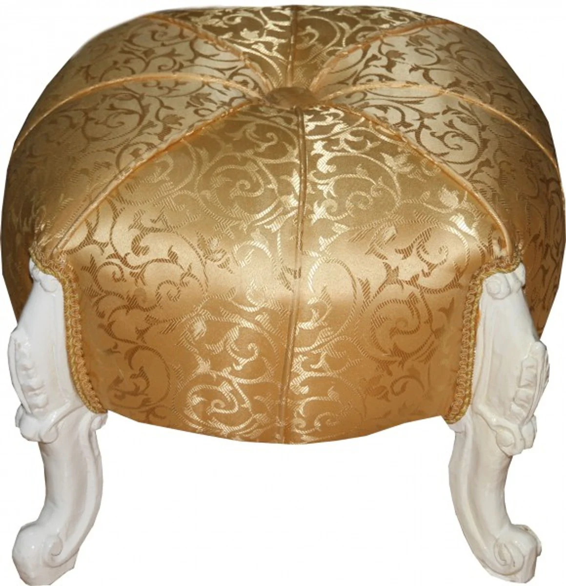 Casa Padrino barroco de heces - taburete redondo - modelo del oro / blanco - muebles barrocos