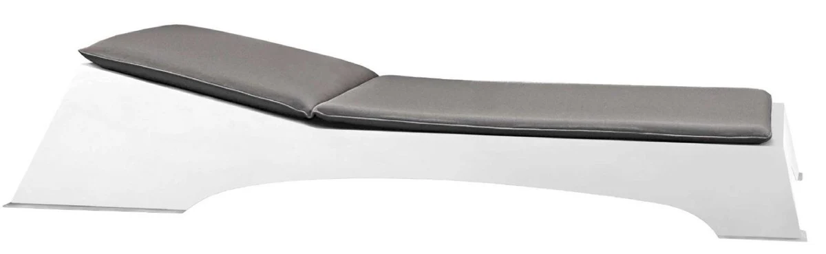 Casa Padrino tumbona de jardín de lujo blanco mate / gris oscuro 225 x 80 x A. 40 cm - Tumbona moderna resistente a la intemperie - Tumbona de piscina - Muebles de piscina de hotel de jardín