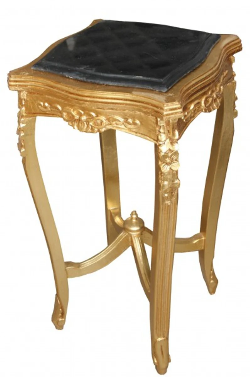 Casa Padrino Baroque side table with marble top Square Gold Mod W18 70 x 37 cm - Antique Style