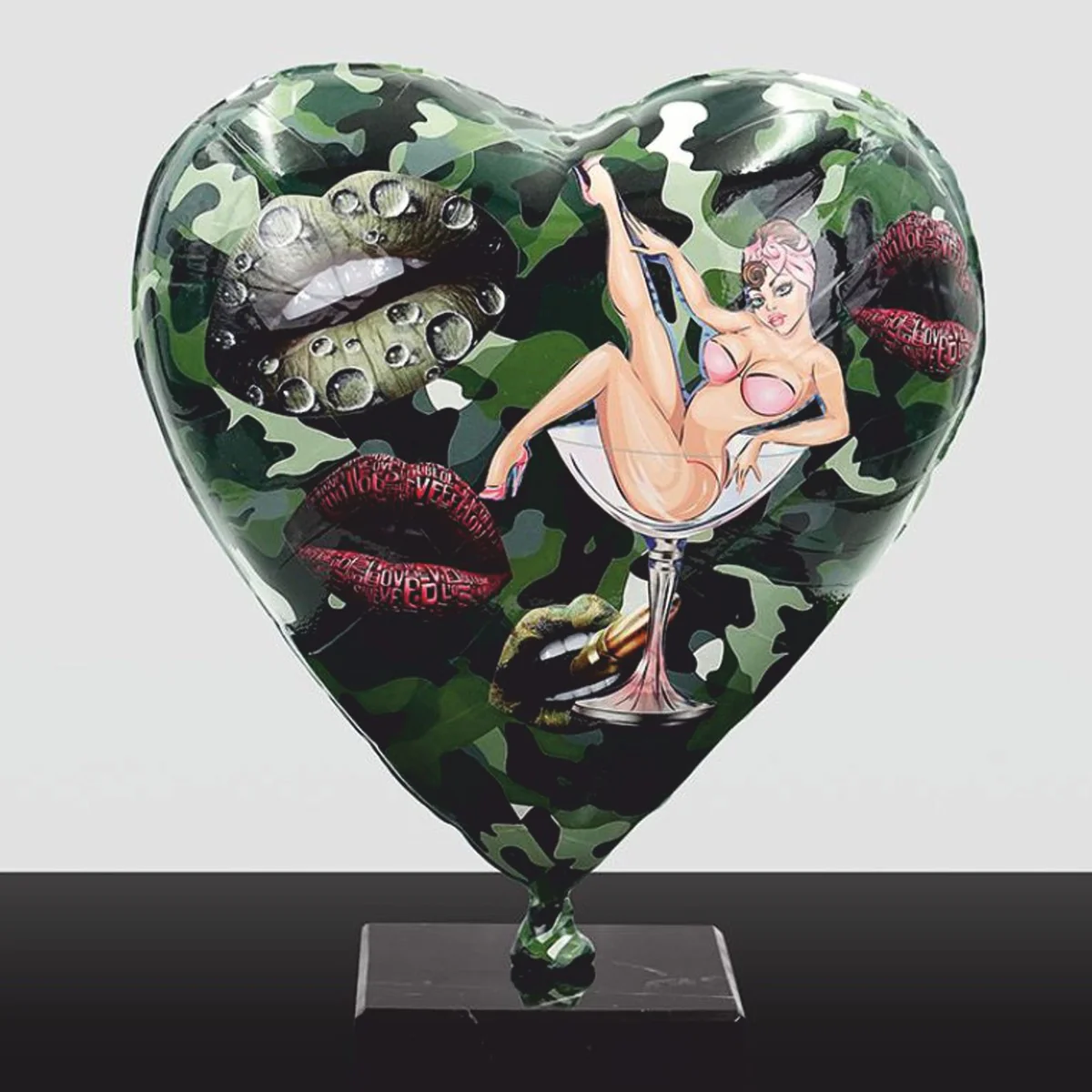 Casa Padrino globo decorativo en forma de coraz¨®n verde / colorido Al. 30 cm - Esculturas decorativas